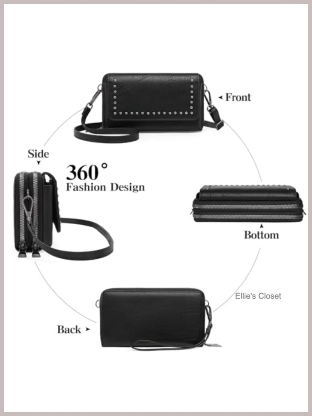 Women's Small Crossbody Bag Wristlet Wallet 2 Zippers Clutch Phone Purse Faux